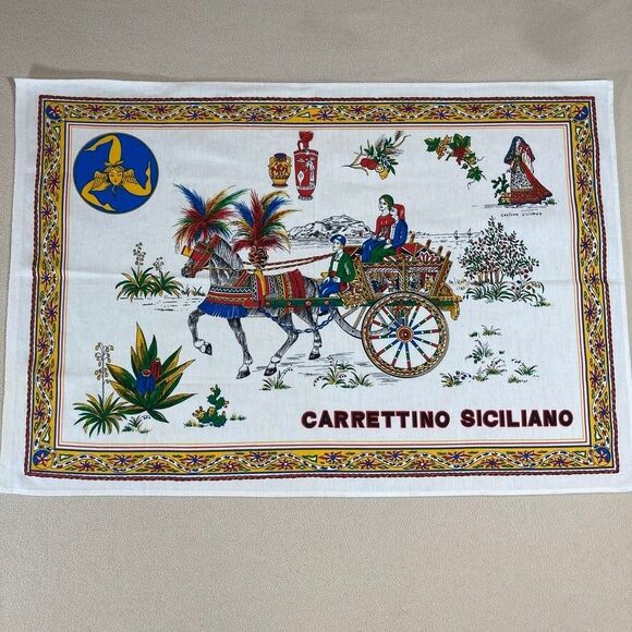 Carrettino Siciliano Tea Towel /Wall Hanging Souvenir 24" x  34” NWOT - Picture 1 of 5